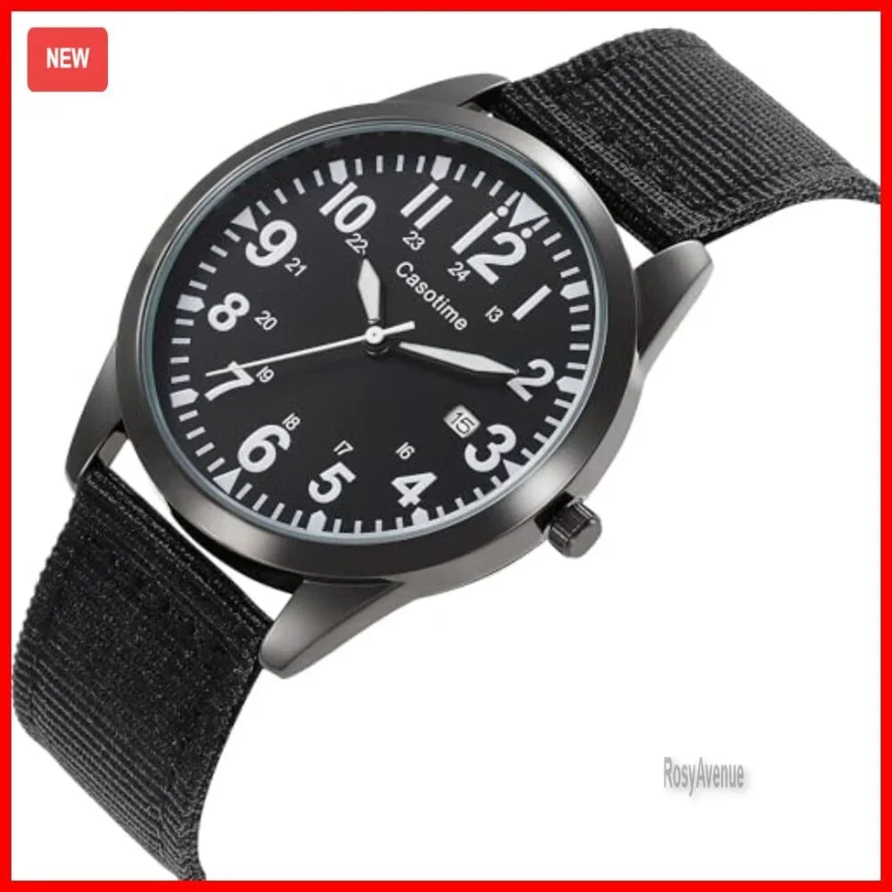 Men's Tactical Analog Quartz Watch Luminous Dial 30M Water Resistant